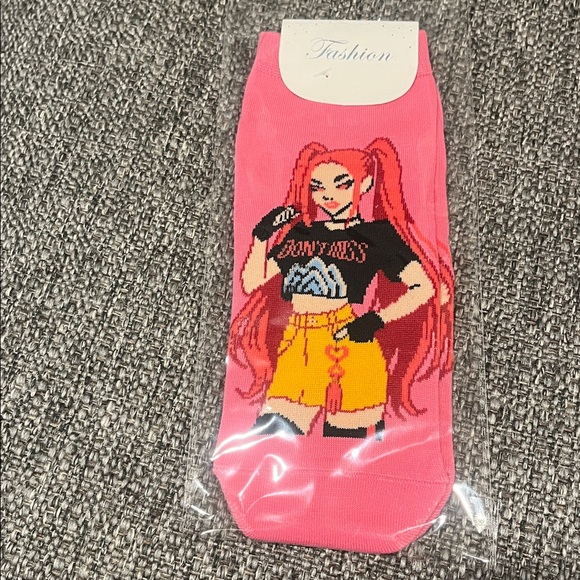 K Pop Bundle Kids Fashion Socks, hair clips and Pouch Set - Pink and Purple - Picture 2 of 8